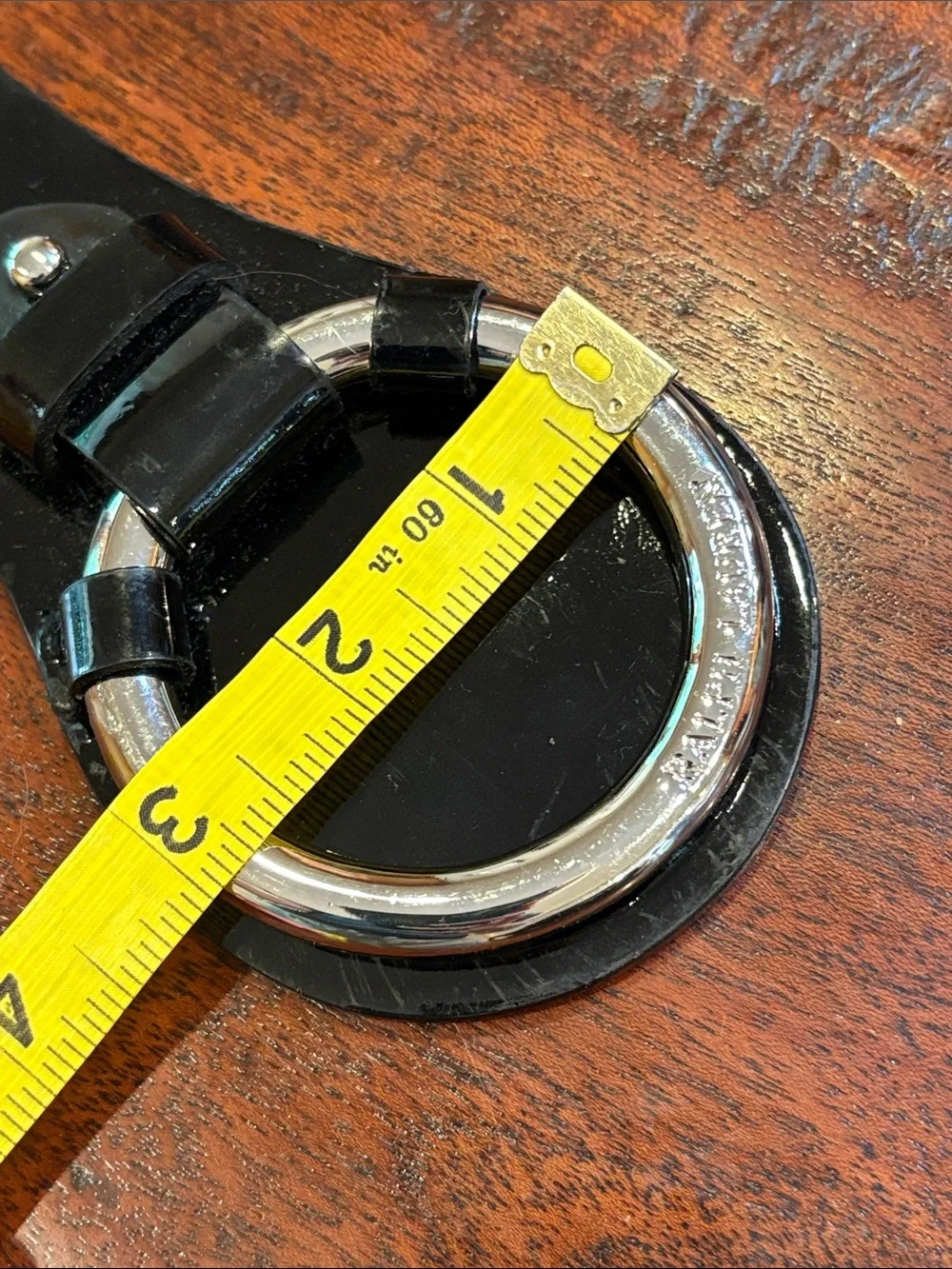 Vintage Ralph Lauren Equestrian Black Patent Leather Wide O-Ring Belt size Large